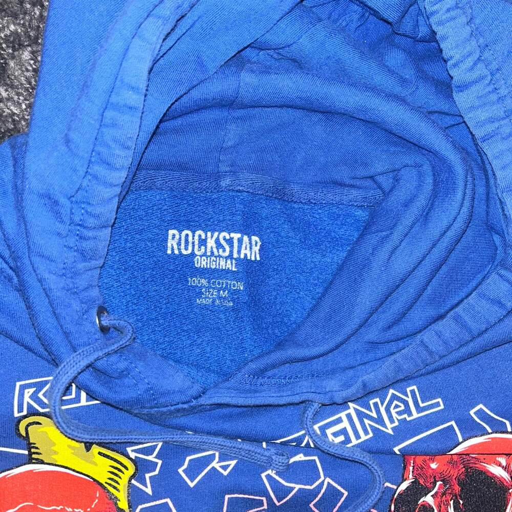 Rockstar Original Skull Graphic Hoodie Blue Size M C3